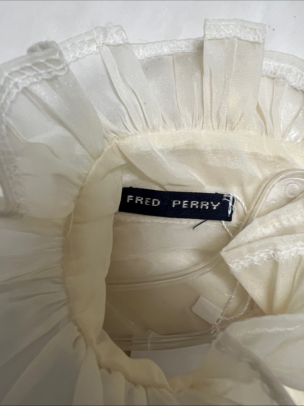 Fred Perry Cream Ruffled High-Neck Blouse - Picture 2 of 3